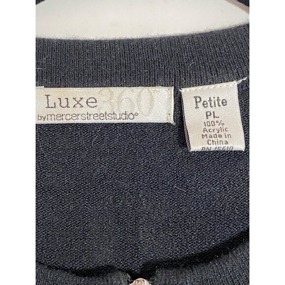 Luxe 360 Mercer Street Studio Black Pullover Sweater Rhinestone Zip Women's PL - Picture 5 of 10